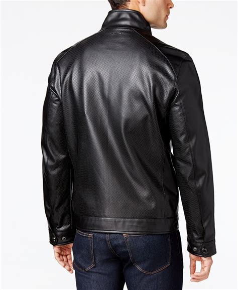 michael kors perforated faux leather jacket|Michael Kors leather jacket men.